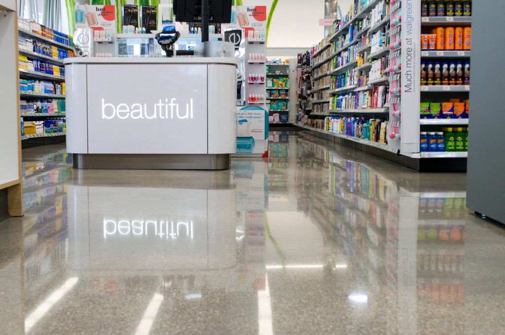 Polished Concrete Floor at Walgreens at Washington Ave in Miami Beach.